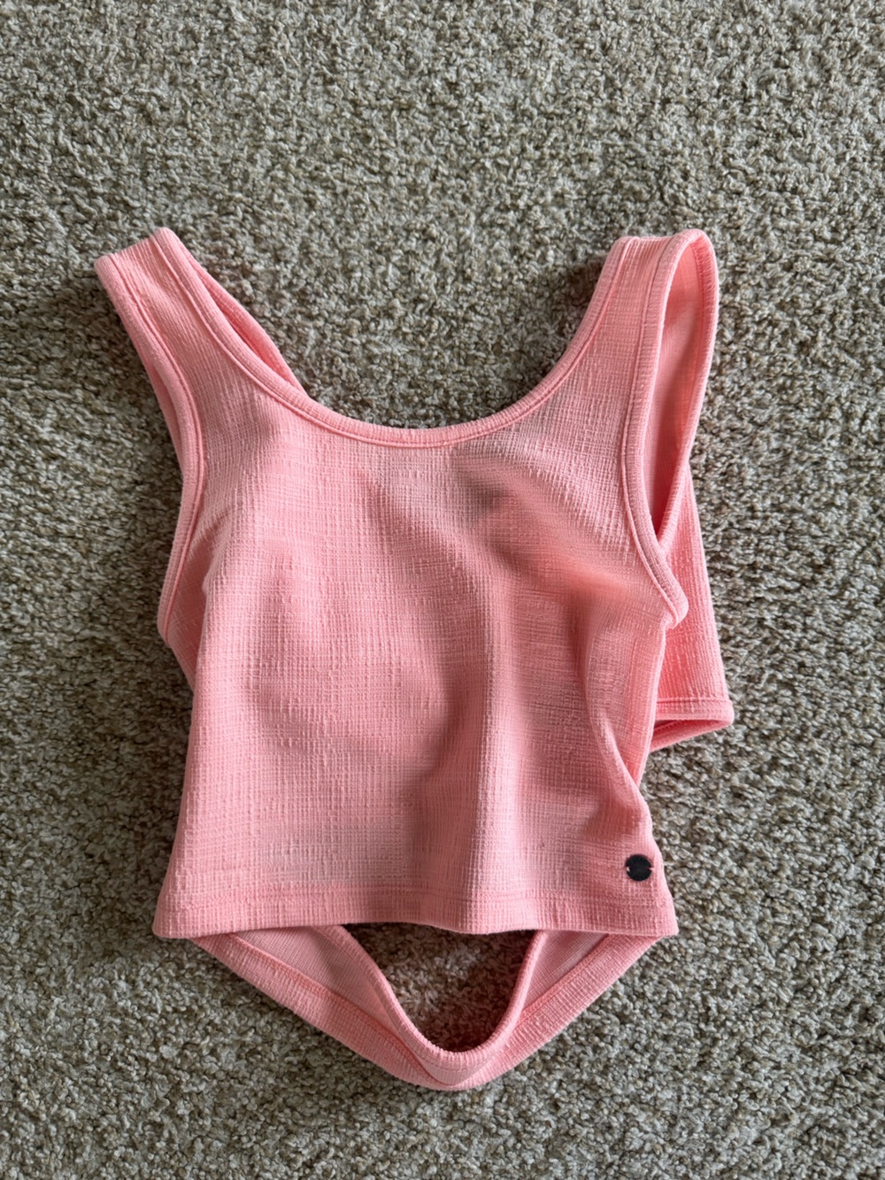 Roxy Coral Pink Ribbed Crop Tank